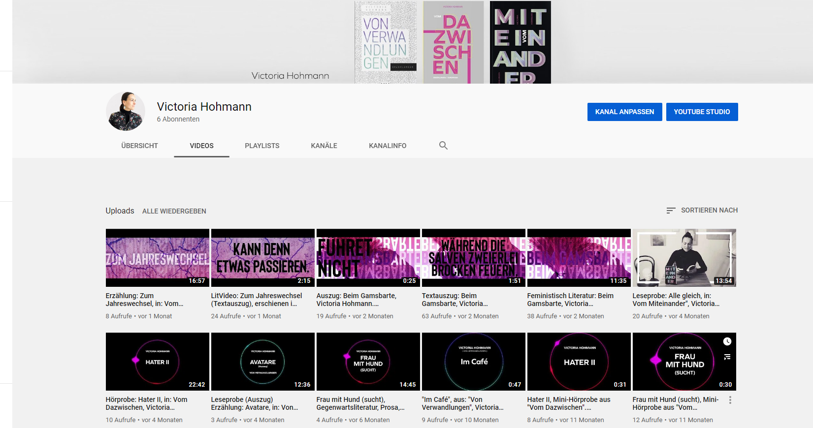 LitVideos, Lesungen, Mini-Textauszüge – Vorstellung meines YouTube-Kanals